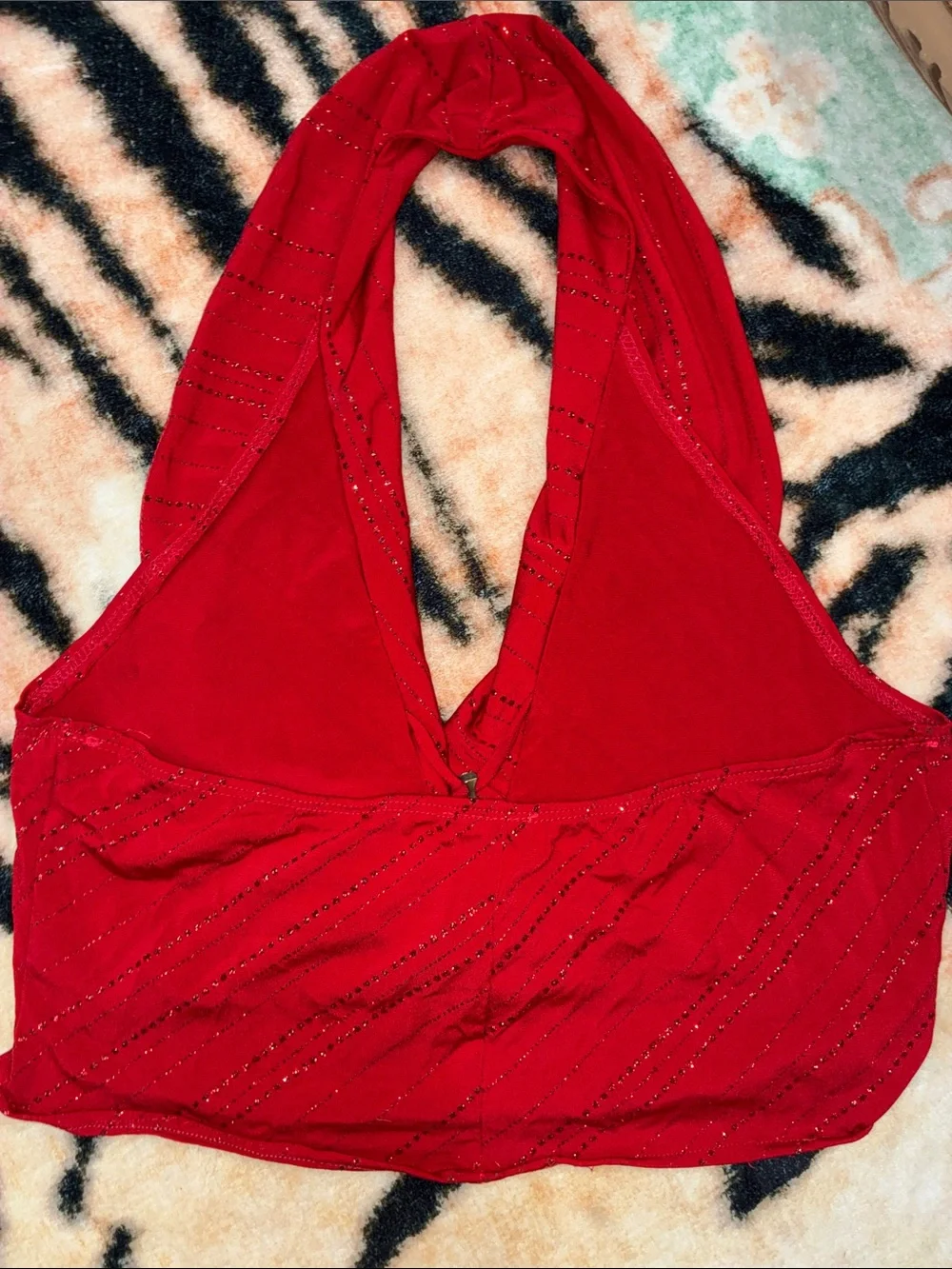 Red Glitter Halter Scarf Top - Vintage Circa 2002 or 2003